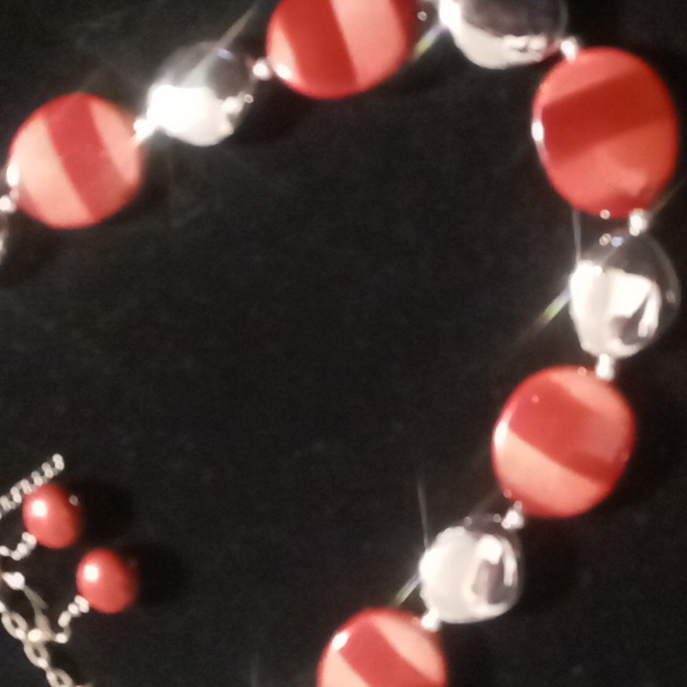 Large clay & resin beaded necklaces and earrings set. 24 inches long Nwot - Picture 5 of 9